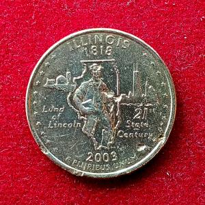 United States (USA) 1/4 Dollar Washington Quarter Illinois 2003 Coin (P - Mint of Philadelphia)