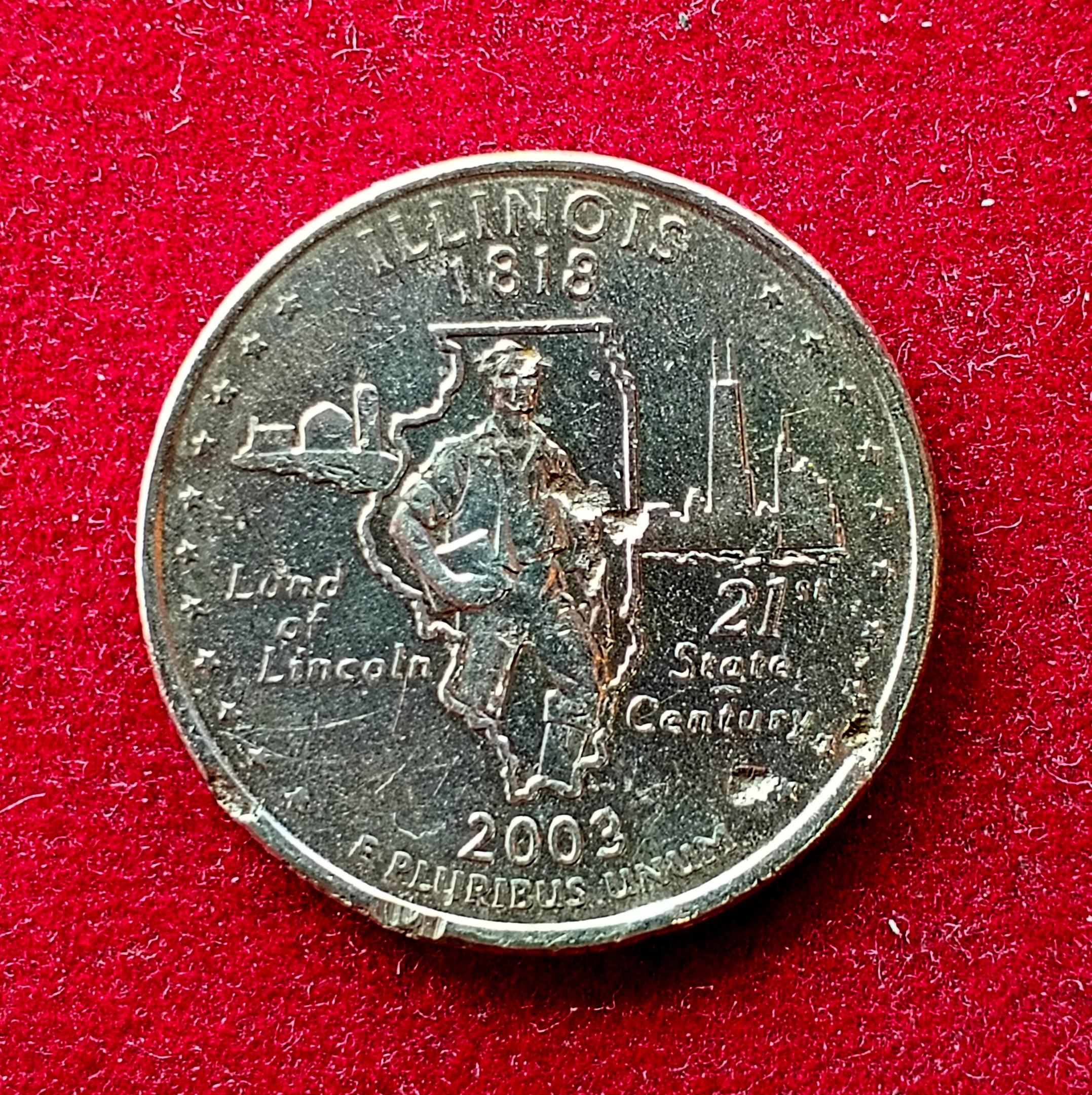 United States (USA) 1/4 Dollar Washington Quarter Illinois 2003 Coin (P - Mint of Philadelphia)