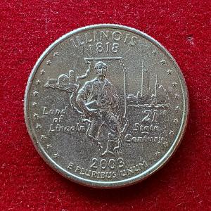 United States (USA) 1/4 Dollar Washington Quarter Illinois 2003 Coin (P - Mint of Philadelphia)