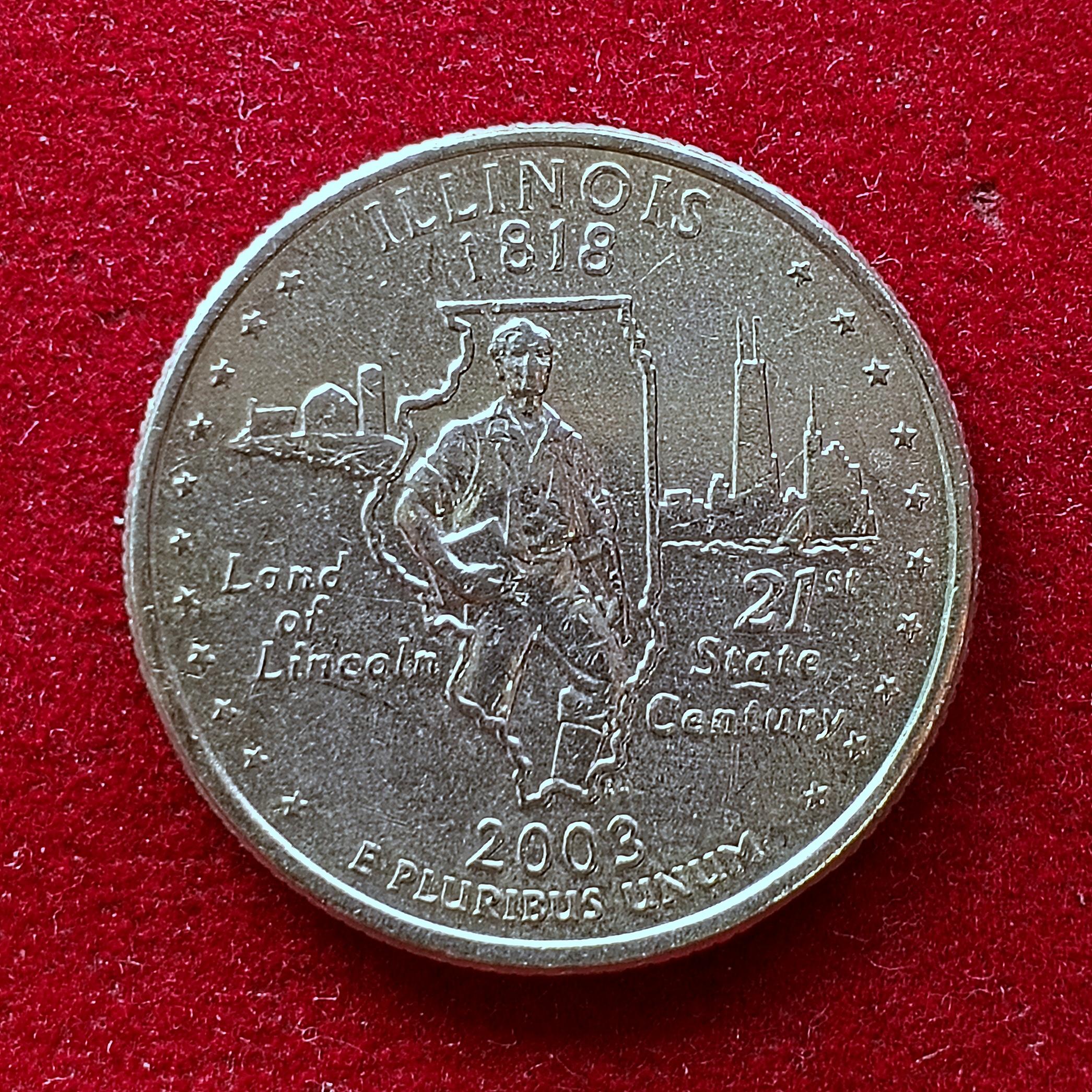 United States (USA) 1/4 Dollar Washington Quarter Illinois 2003 Coin (P - Mint of Philadelphia)