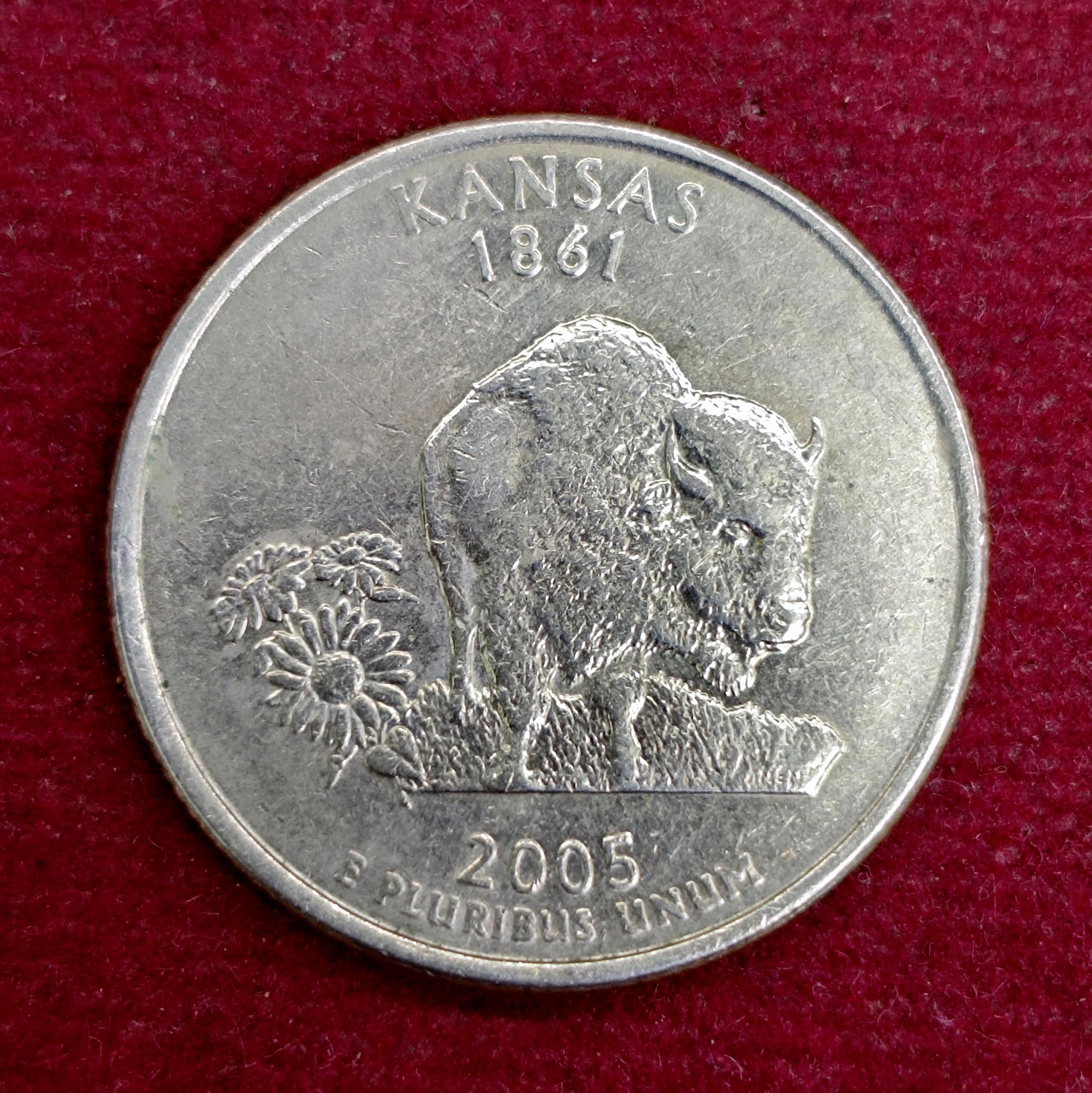United States (USA) 1/4 Dollar Washington Quarter Kansas 2005 Coin