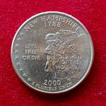 United States (USA) 1/4 Dollar Washington Quarter New Hampshire 2000 Coin