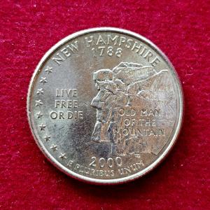United States (USA) 1/4 Dollar Washington Quarter New Hampshire 2000 Coin  (D - Mint of Denver)