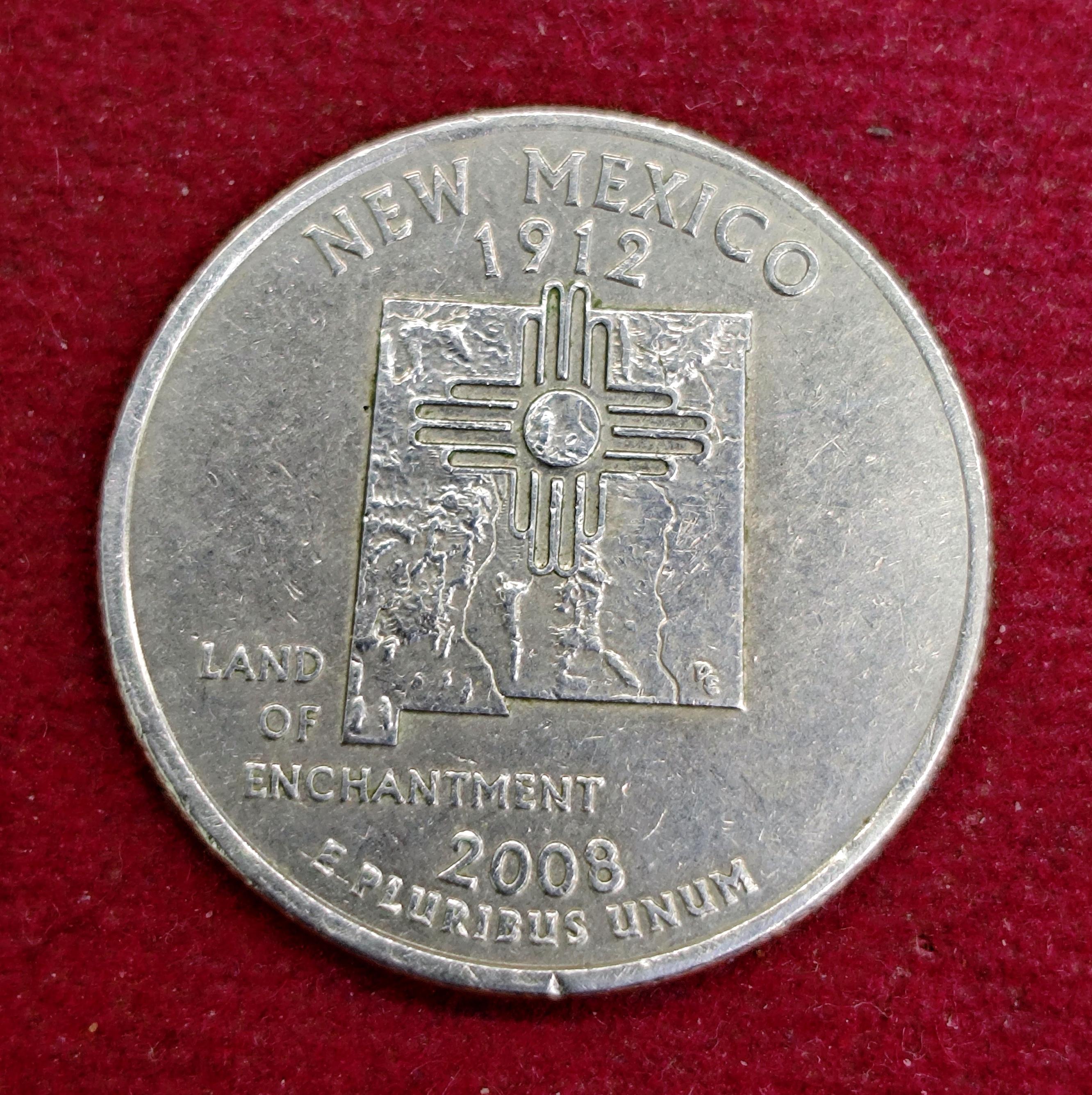 United States (USA) 1/4 Dollar "Washington Quarter" New Mexico 2008 coin