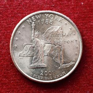 United States (USA) 1/4 Dollar Washington Quarter New York 2001 Coin