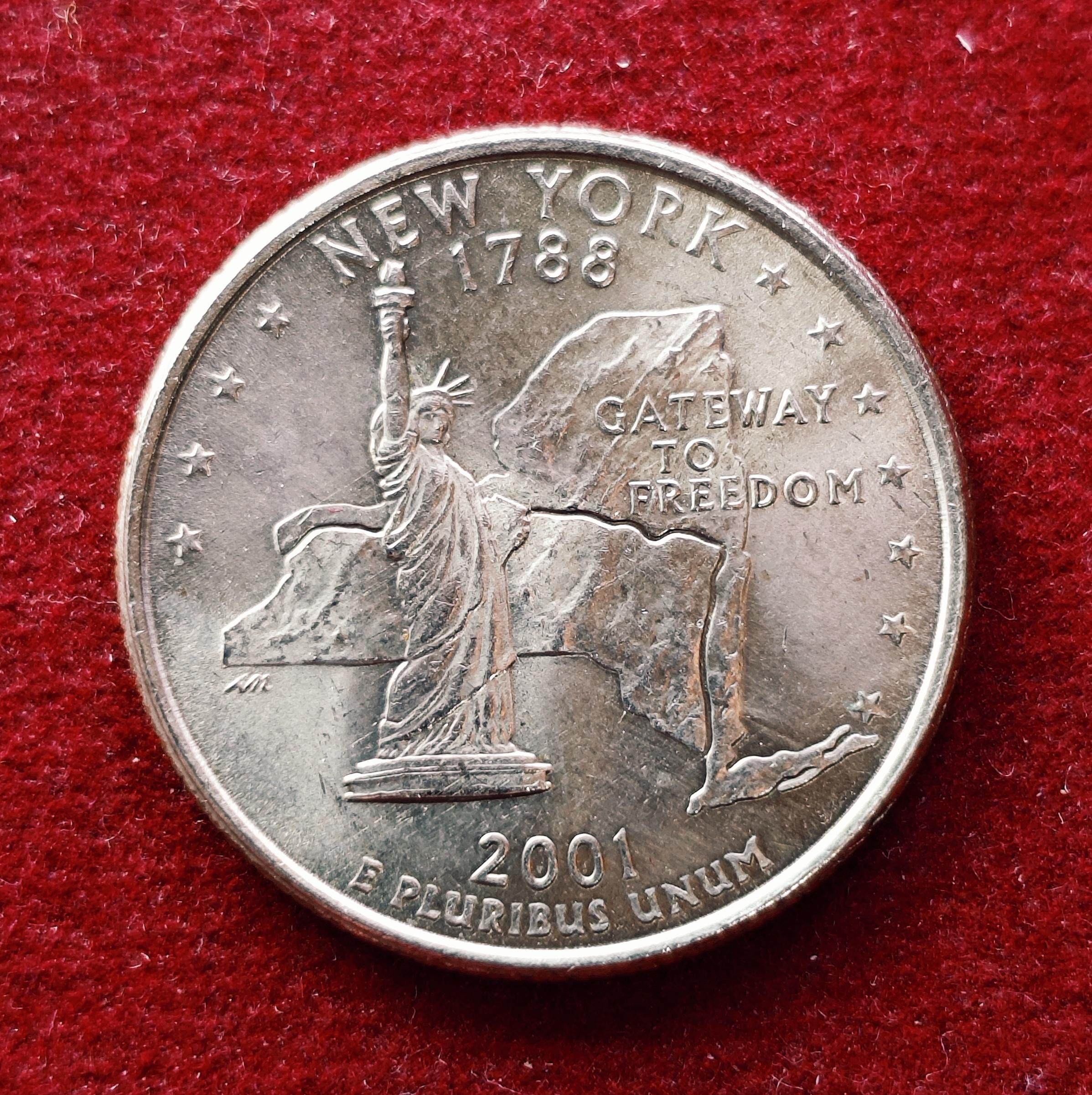 United States (USA) 1/4 Dollar Washington Quarter New York 2001 Coin