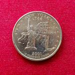 United States (USA) 1/4 Dollar Washington Quarter New York 2001 Coin  (D - Mint of Denver)