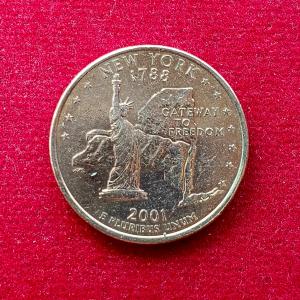 United States (USA) 1/4 Dollar Washington Quarter New York 2001 Coin  (D - Mint of Denver)
