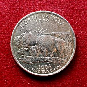 United States (USA) 1/4 Dollar "Washington Quarter" North Dakota 2006 Coin  (D - Mint of Denver)