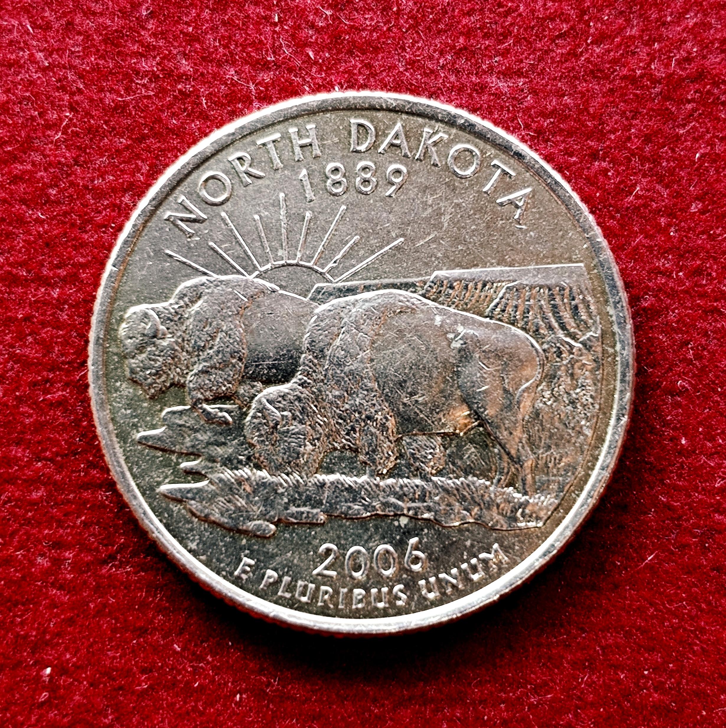 United States (USA) 1/4 Dollar "Washington Quarter" North Dakota 2006 Coin  (D - Mint of Denver)