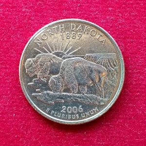 United States (USA) 1/4 Dollar "Washington Quarter" North Dakota 2006 Coin  (D - Mint of Denver)