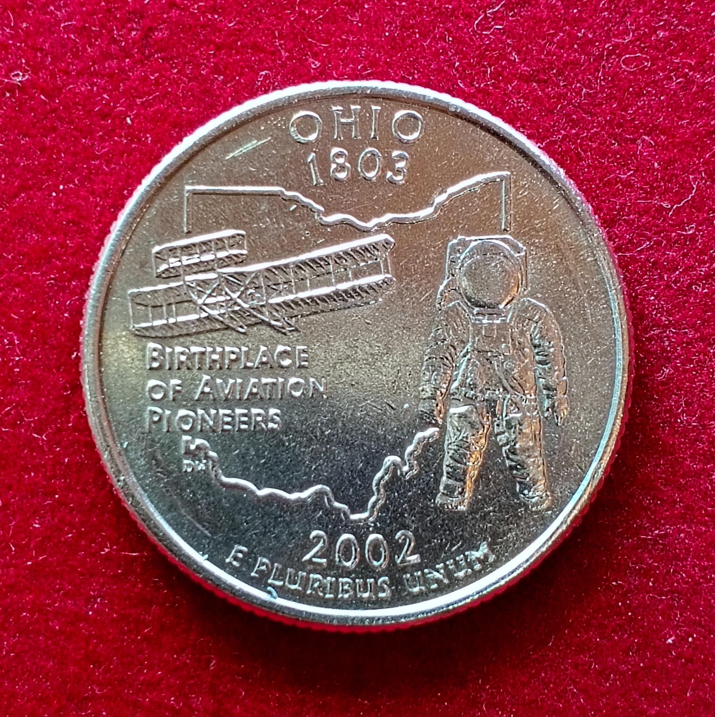 United States (USA) 1/4 Dollar Washington Quarter Ohio 2002 Coin (P - Mint of Philadelphia)