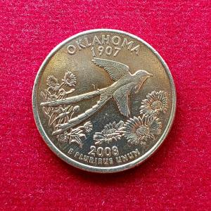United States (USA) 1/4 Dollar Washington Quarter Oklahoma 2008   (P - Mint of Philadelphia)