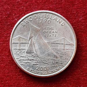 United States (USA) 1/4 Dollar Washington Quarter Rhode Island 2001 Coin (P - Mint of Philadelphia)