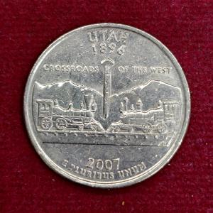 United States (USA) 1/4 Dollar Washington Quarter Utah 2007 Coin   (D - Mint of Denver)