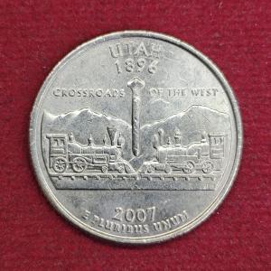 United States (USA) 1/4 Dollar Washington Quarter Utah 2007 Coin   (D - Mint of Denver)