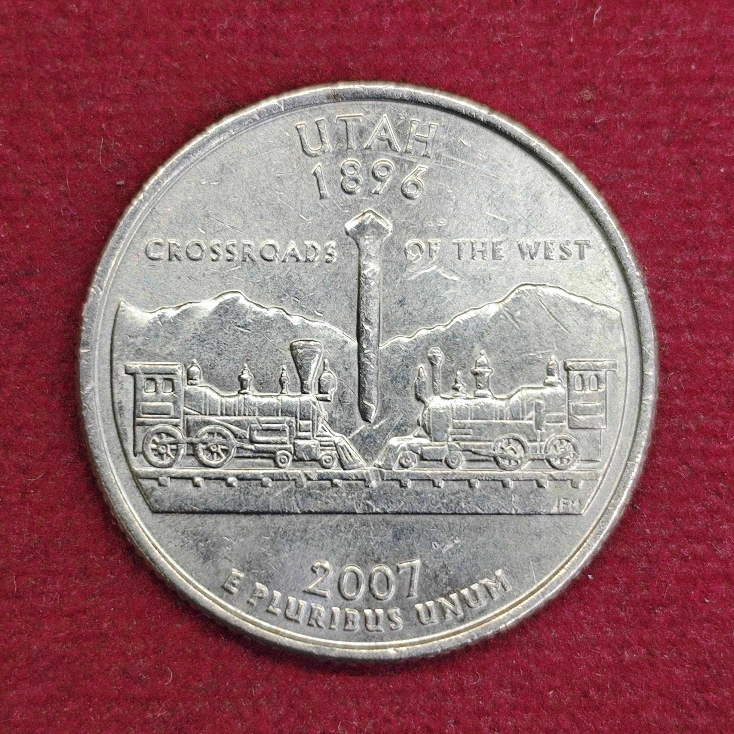United States (USA) 1/4 Dollar Washington Quarter Utah 2007 Coin   (D - Mint of Denver)