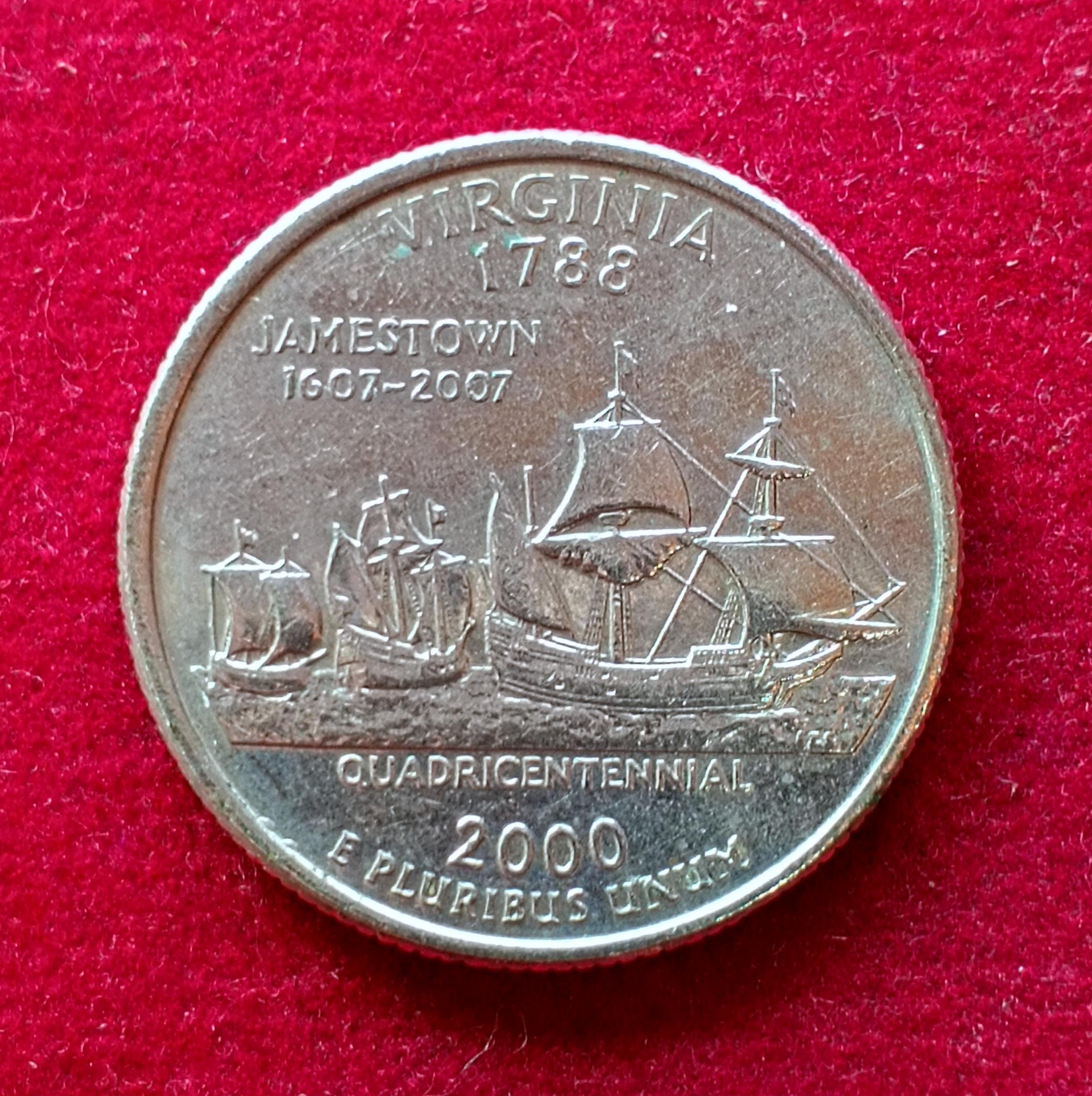 United States (USA) 1/4  Dollar “Washington Quarter” Virginia 2000 Coin