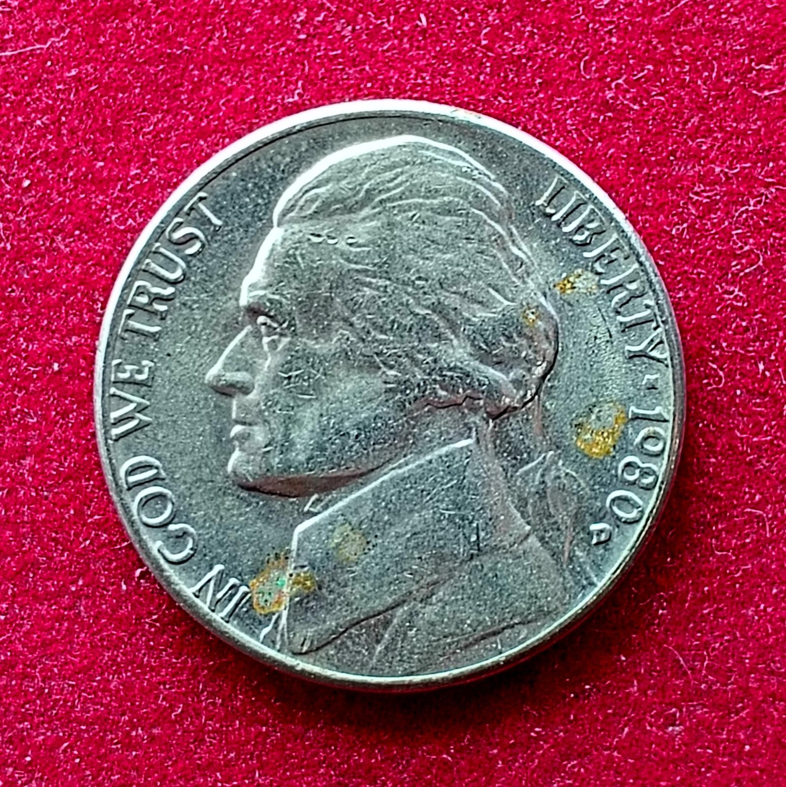 United States (USA) 5 Cents Jefferson Nickel 1980 Coin