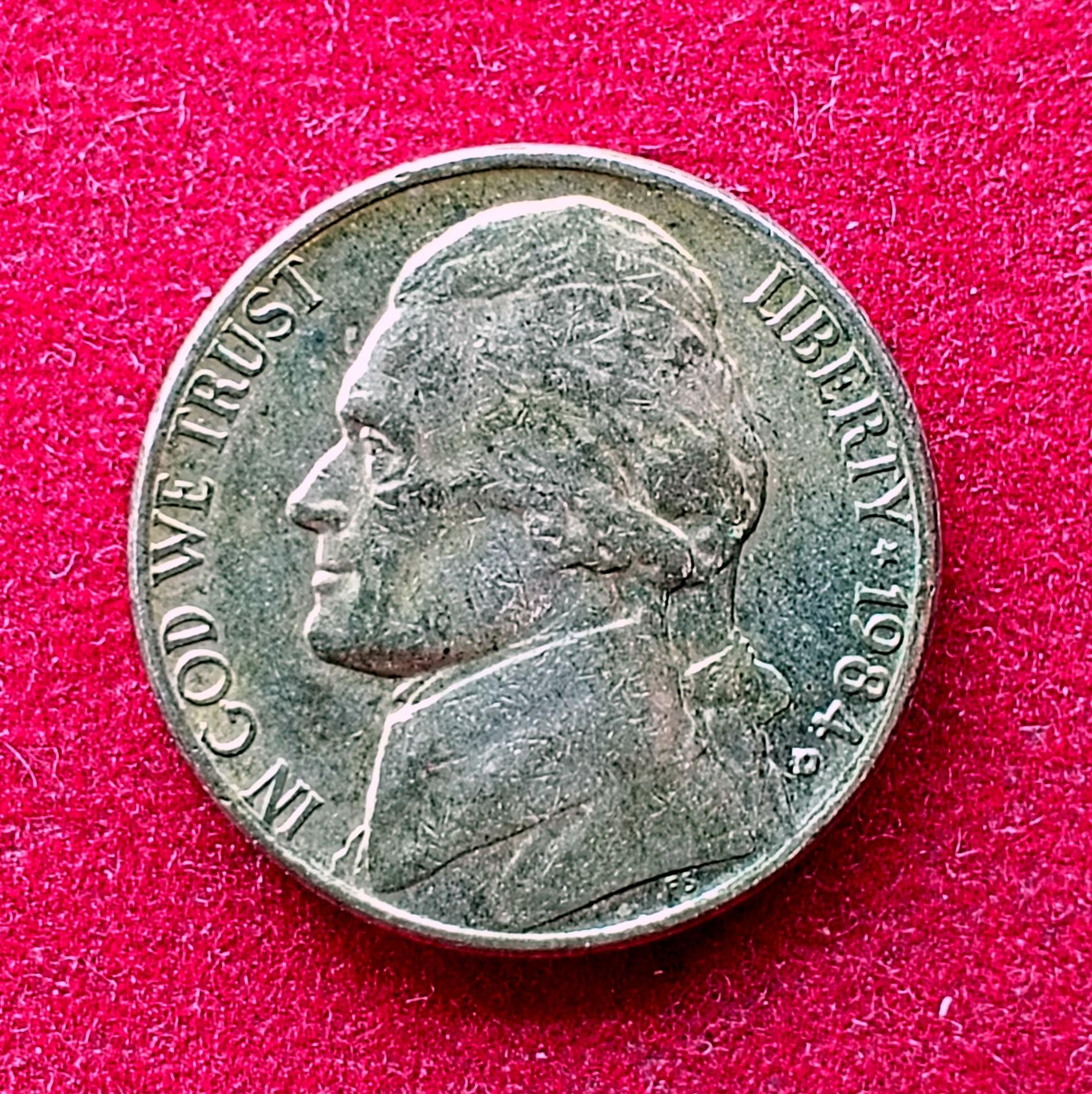 United States (USA) 5 Cents Jefferson Nickel 1984 Coin