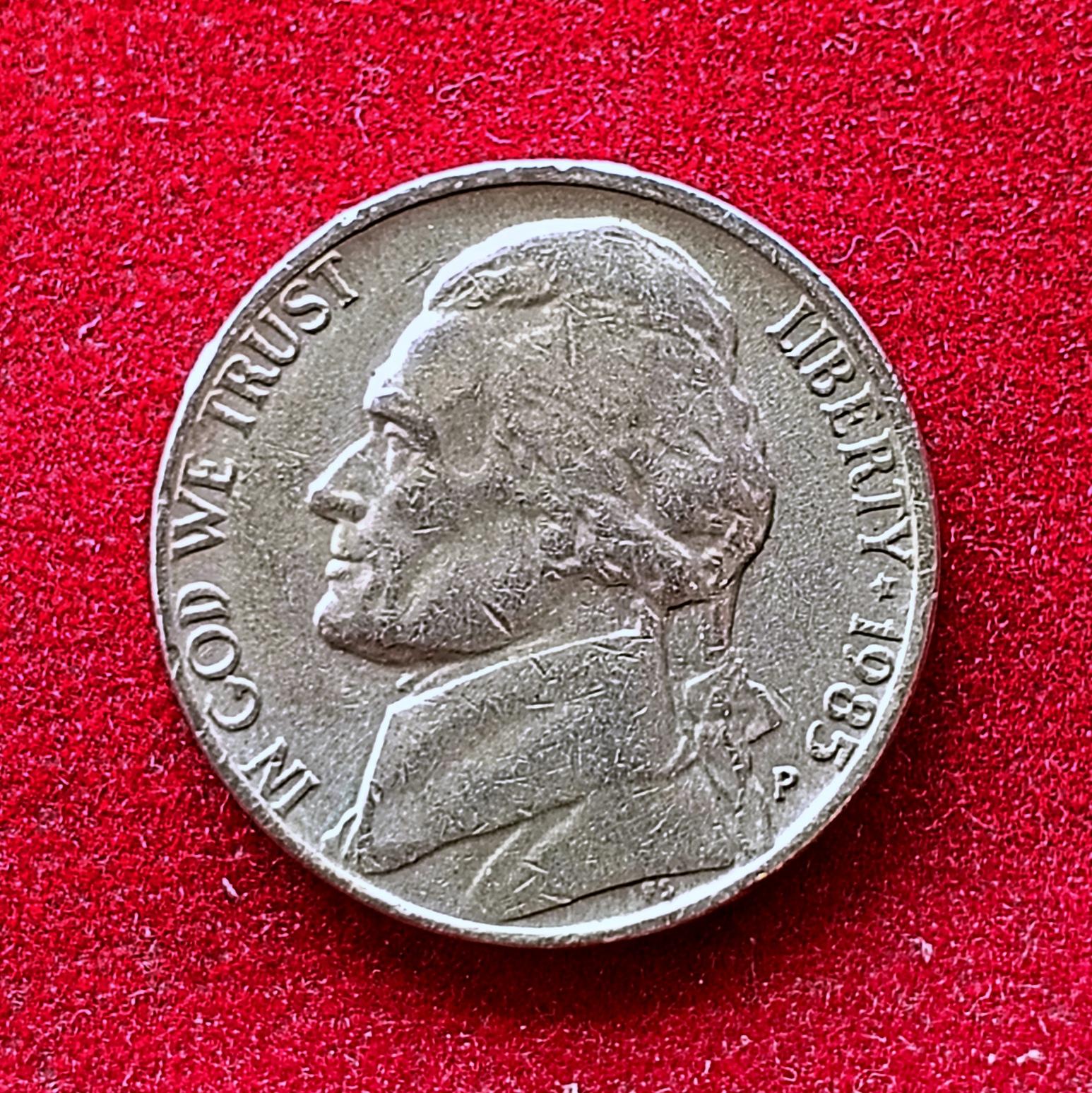 United States (USA) 5 Cents Jefferson Nickel 1985 Coin