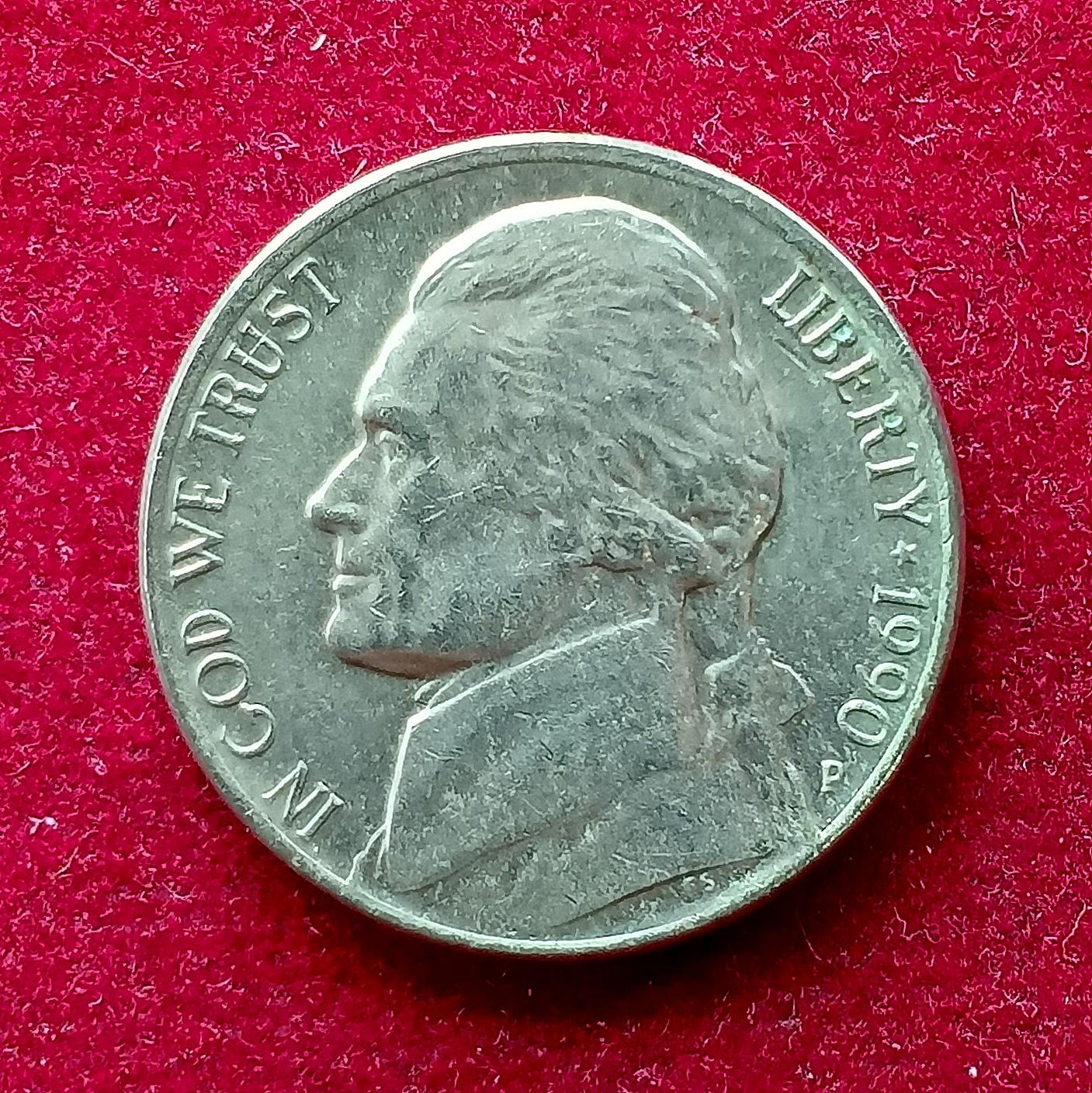 United States (USA) 5 Cents Jefferson Nickel 1990 Coin
