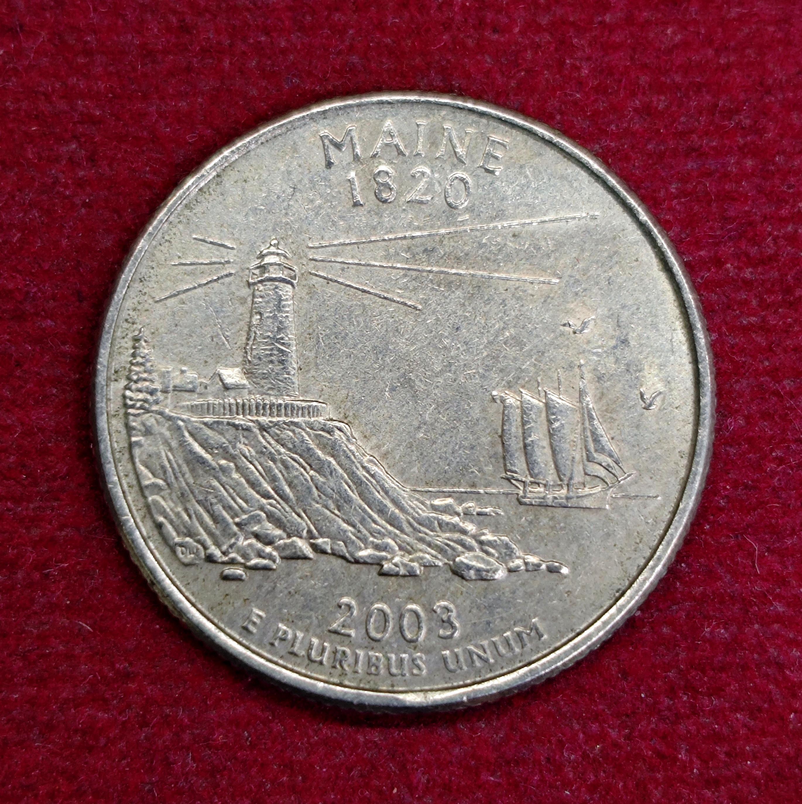 USA 1/4 Dollar "Washington Quarter" Maine 2003 Coin