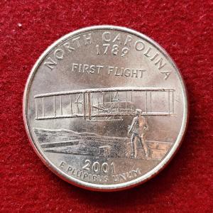 USA 1/4 Dollar "Washington Quarter" North Carolina 2001 Coin