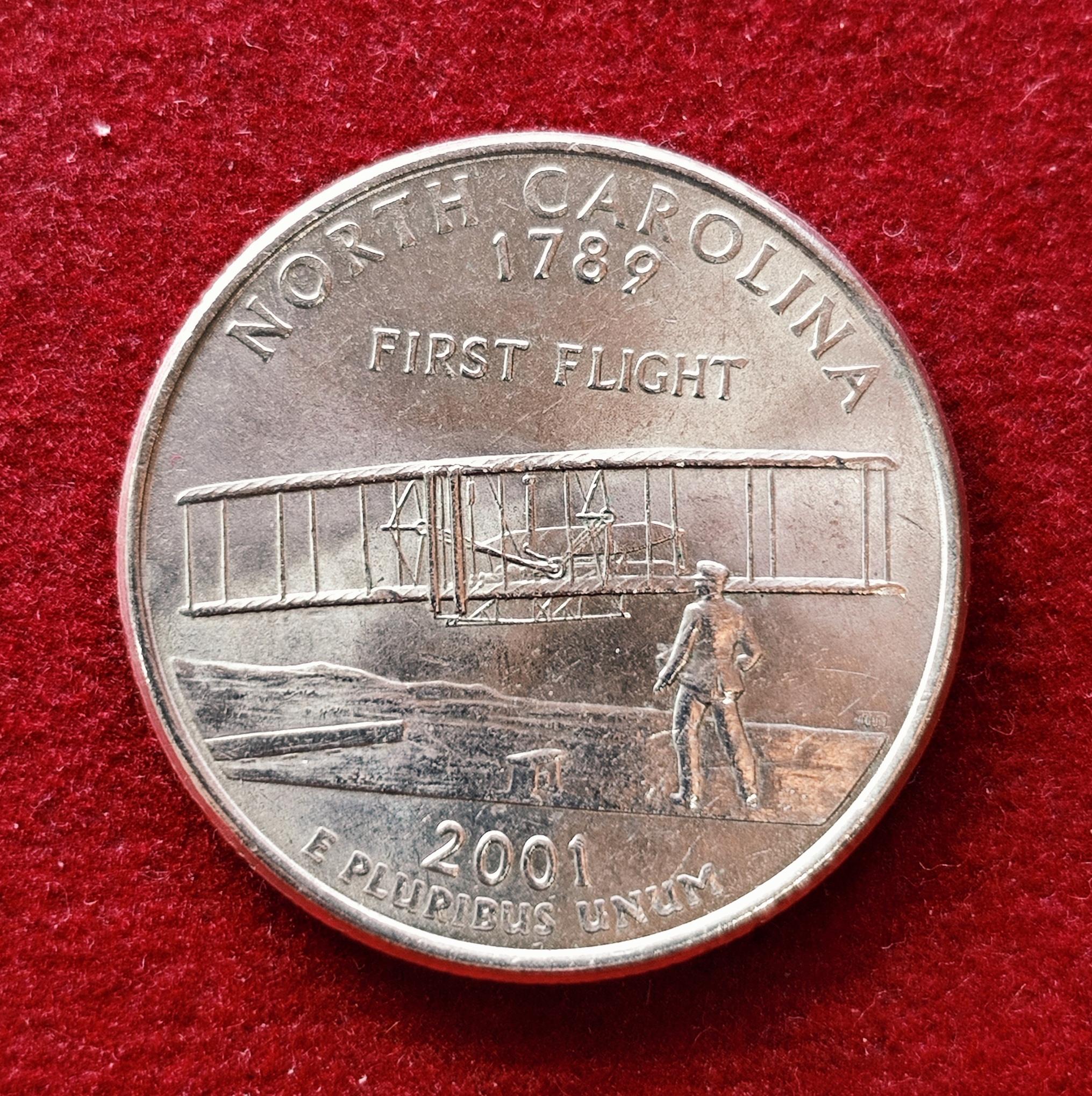 USA 1/4 Dollar "Washington Quarter" North Carolina 2001 Coin