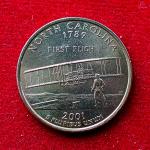 USA 1/4 Dollar "Washington Quarter" North Carolina 2001 Coin  (D - Mint Denver)