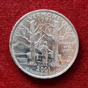 USA 1/4 Dollar Washington Quarter Vermont 2001 Coin (D - Mint Of Denver)