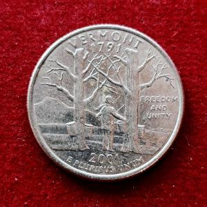 USA 1/4 Dollar Washington Quarter Vermont 2001 Coin  (D - Mint of Denver)