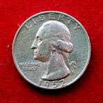 USA 1/4 Dollar "Washington Silver Quarter" 1952 Coin