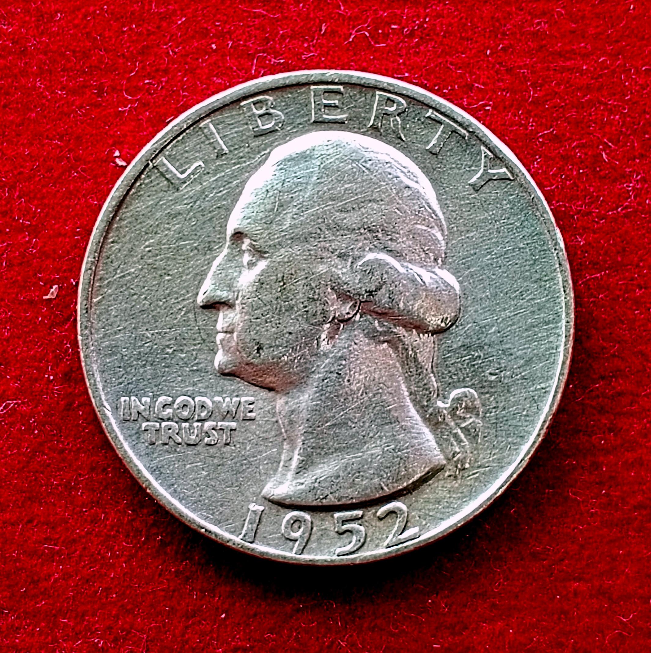 USA 1/4 Dollar "Washington Silver Quarter" 1952 Coin