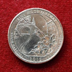USA ( United States) 1/4  Dollar "Washington Quarter" Blue Ridge Parkway, North Carolina 2015 Coin