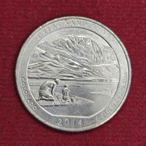 USA ( United States) 1/4  Dollar "Washington Quarter" Great Sand Dunes, Colorado 2014 Coin