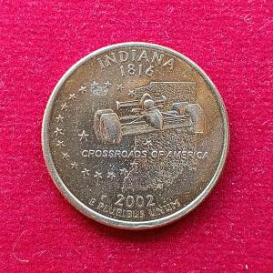 USA ( United States) 1/4  Dollar "Washington Quarter"  Indiana 2002 Coin   (D - Mint of Denver)