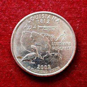USA ( United States) 1/4 Dollar "Washington Quarter  Louisiana State  2002 Coin (P - Mint of Philadelphia)