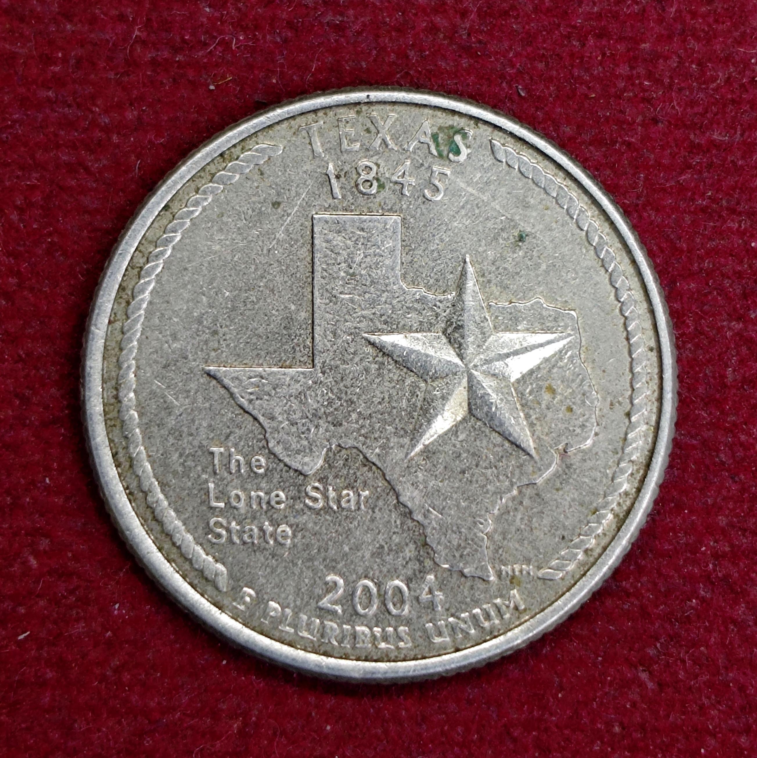 USA ( United States) 1/4 Dollar "Washington Quarter" Texas 2004 Coin