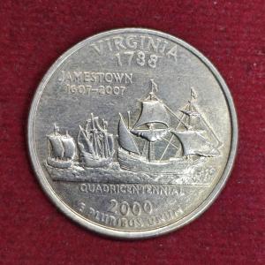 USA ( United States) 1/4  Dollar "Washington Quarter" Virginia 2000 Coin