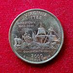 USA ( United States) 1/4  Dollar "Washington Quarter" Virginia 2000 Coin  (D - Mint of Denver)
