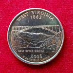 USA (United States) 1/4 Dollar Washington Quarter  West Virginia 2005 Coin