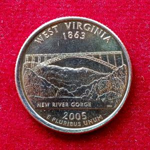 USA (United States) 1/4 Dollar Washington Quarter  West Virginia 2005 Coin