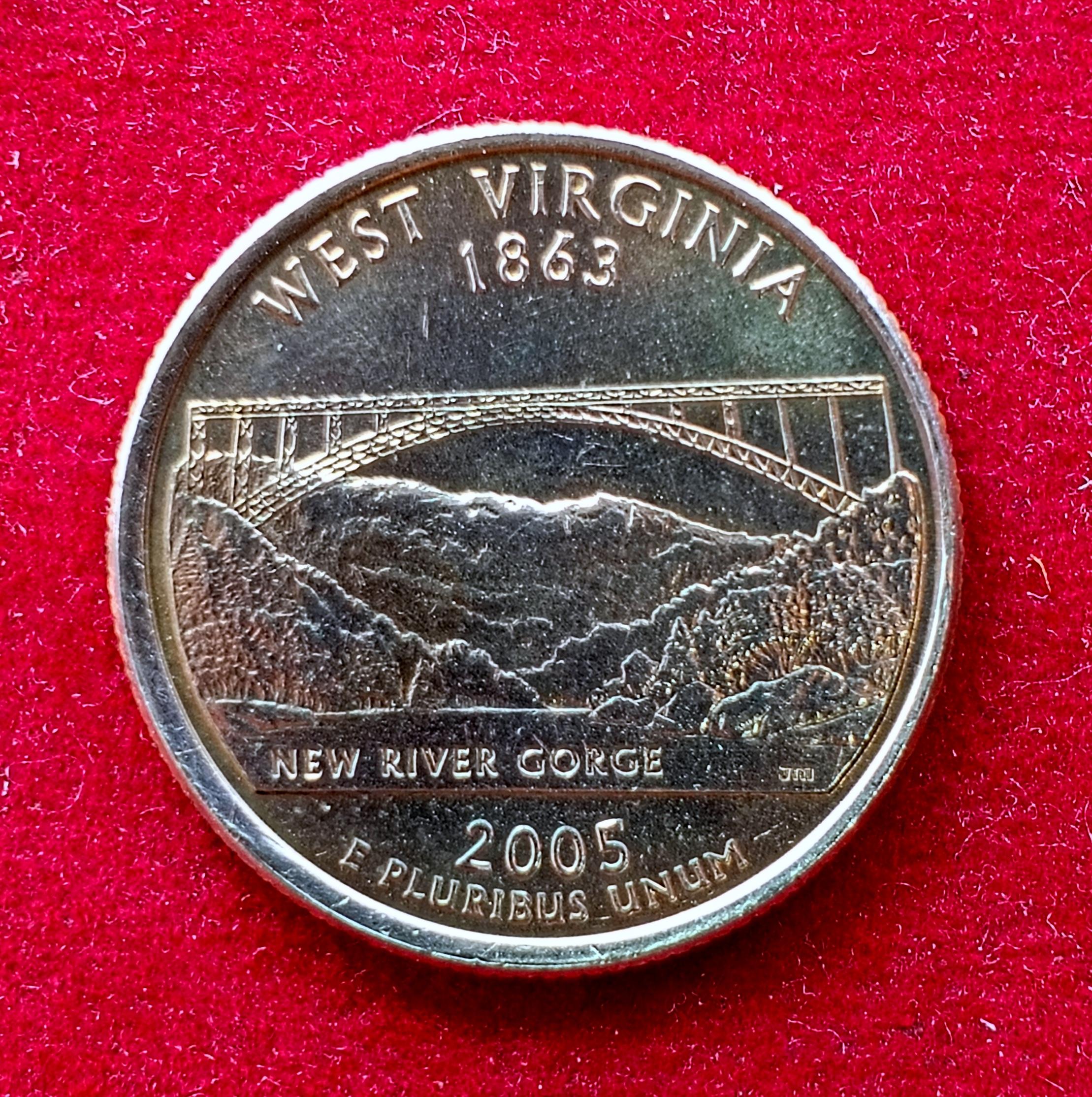 USA (United States) 1/4 Dollar Washington Quarter  West Virginia 2005 Coin