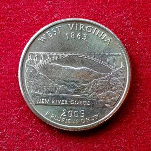 USA (United States) 1/4 Dollar Washington Quarter  West Virginia 2005 Coin  P (Mint of Philadelphia)