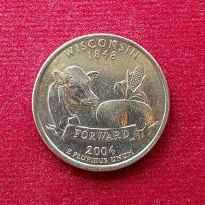 USA  (United States) 1/4 Dollar "Washington Quarter" Wisconsin 2004 Coin
