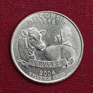USA (United States) 1/4 Dollar “Washington Quarter” Wisconsin 2004 Coin