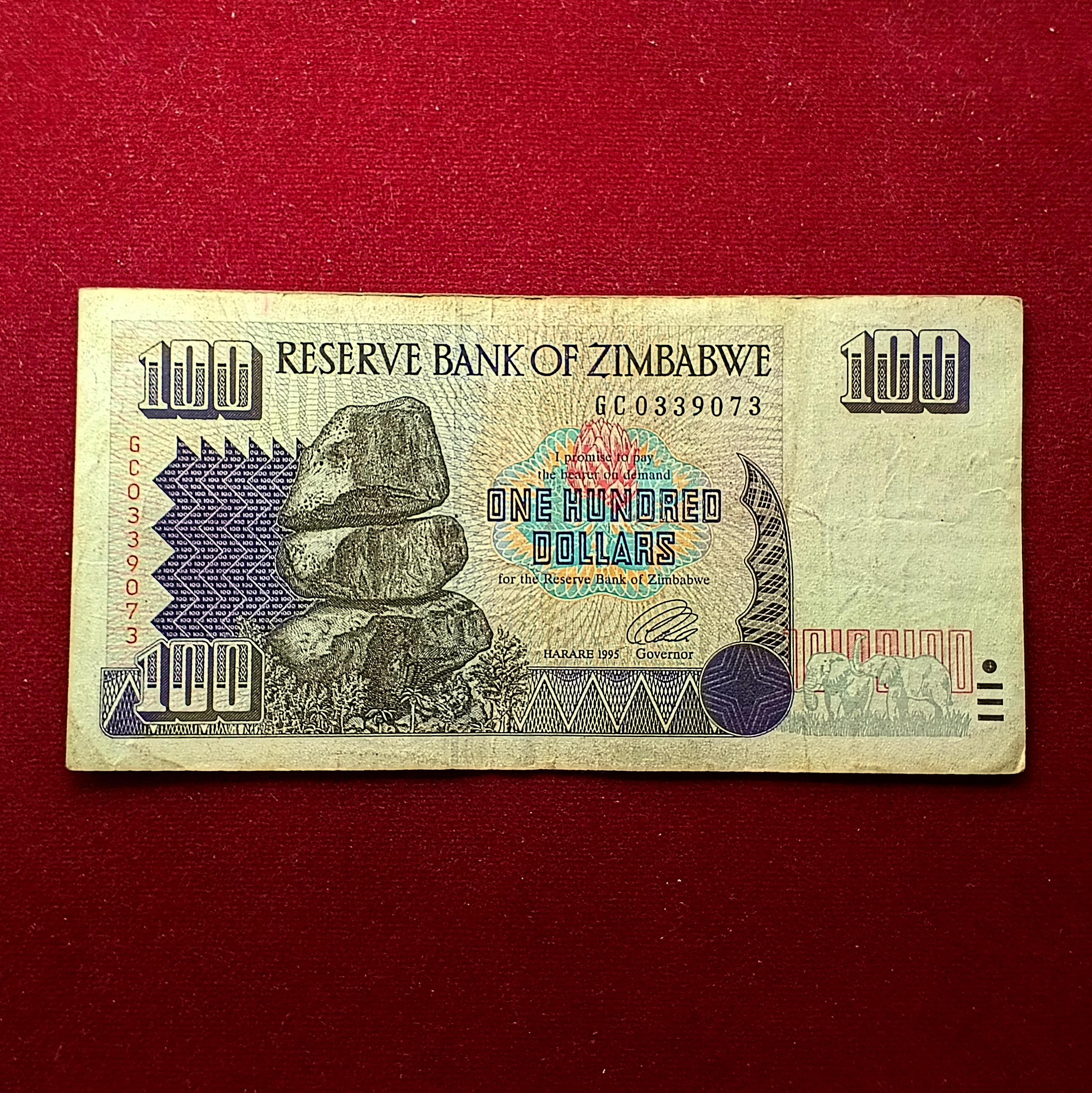 Zimbabwe 100 Dollars Matopos National Park 1995 Banknote