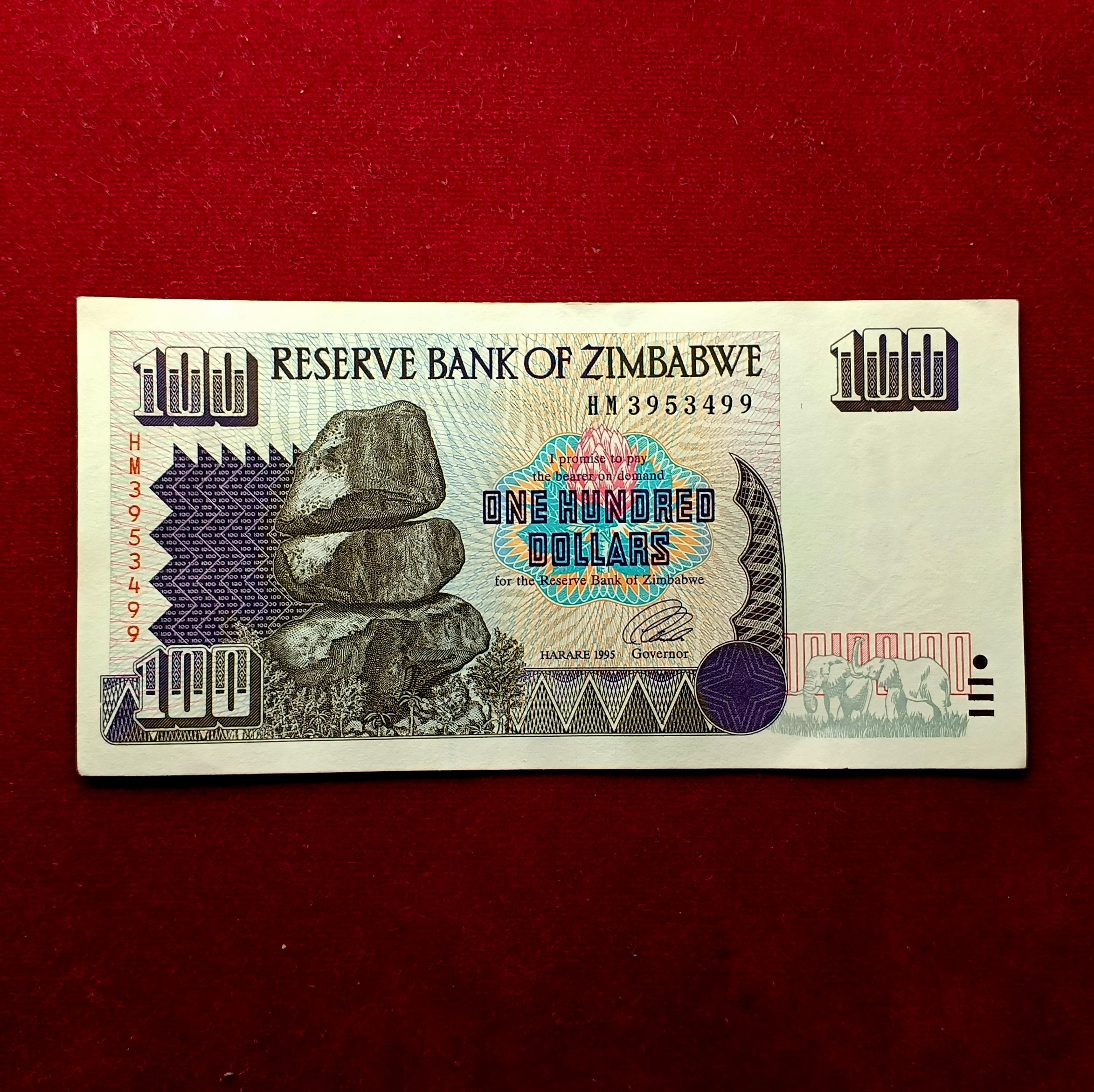 Zimbabwe 100 Dollars Matopos National Park 1995 Banknote